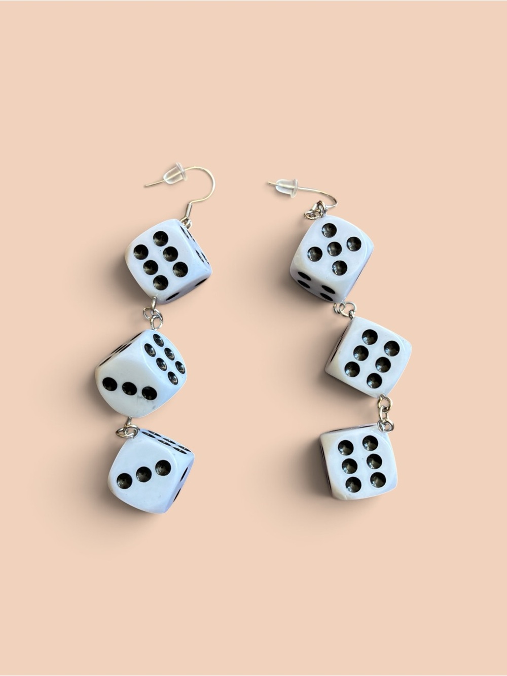 White Dice Drop Earrings - Women Accessories
